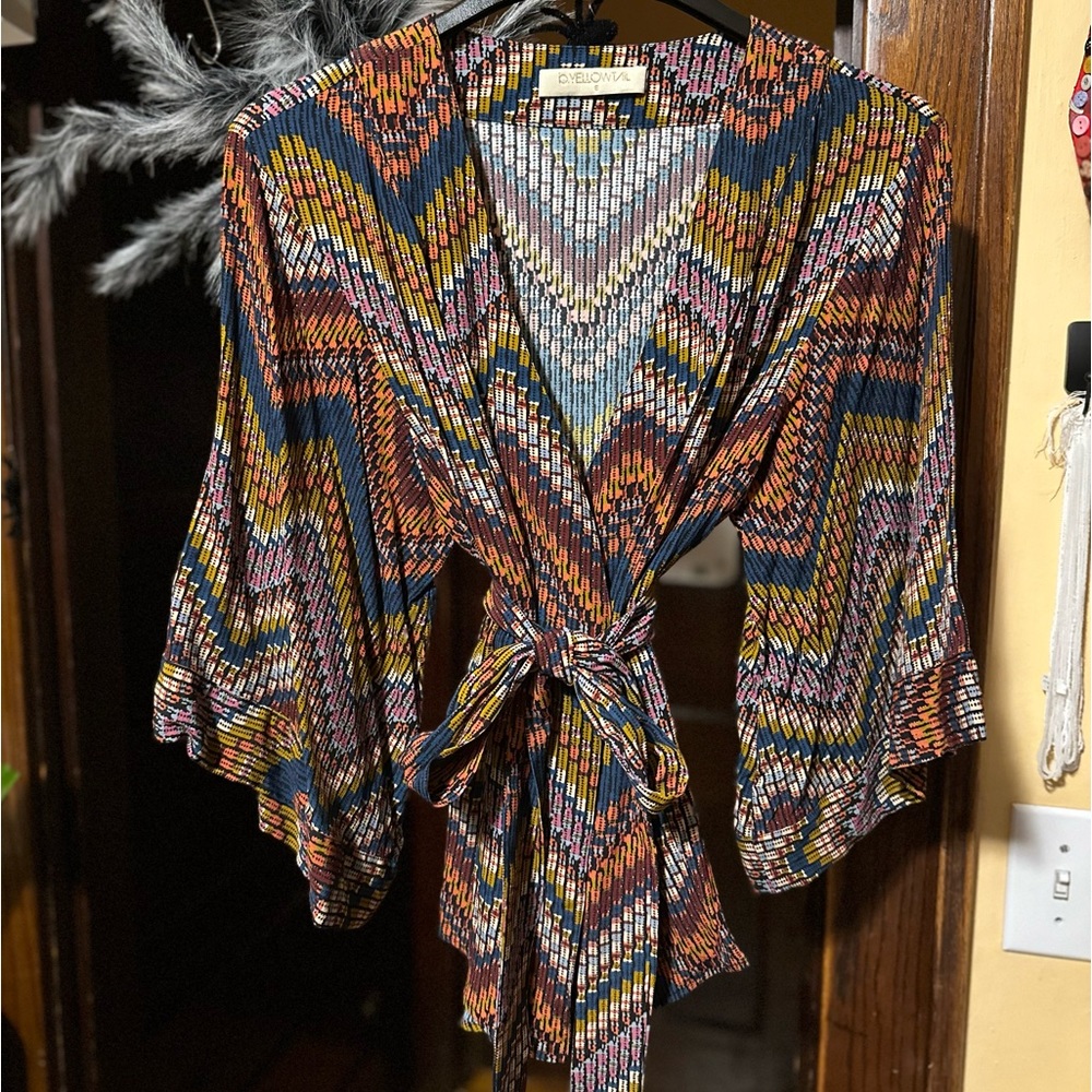 COPY - B.Yellowtail, Small, “Peyote Stitch Wrap Top with inner tie and fabric b…